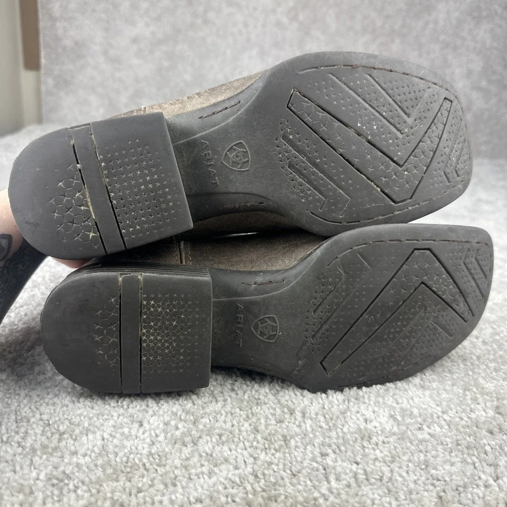 Ariat‎ Cowboy Boots Kids Size 6 Brown Blue Square Toe Leather 10038333